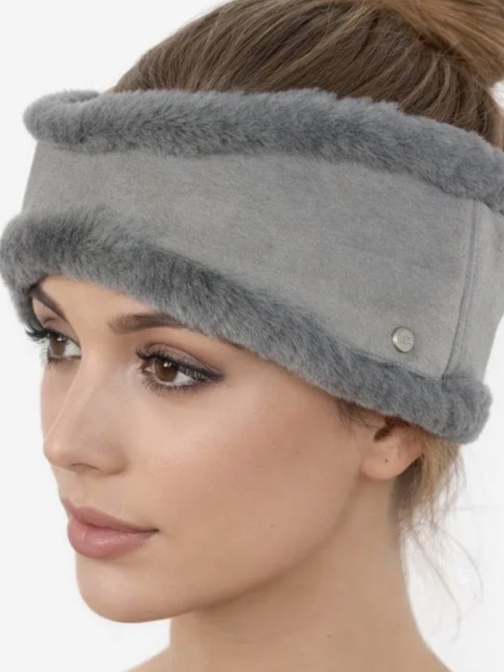 UGG Genuine Shearling Sheepskin Reversible Headband Gray L/XL, NWOT